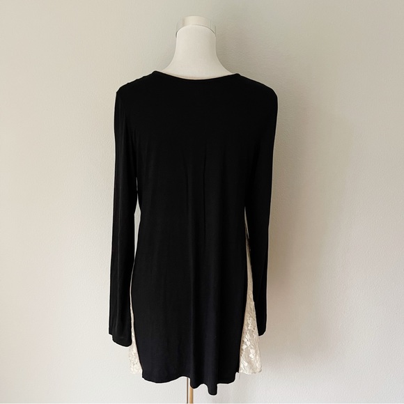 LOGO by Lori Goldstein Stretch Jersey Knit Black/Beige  Loungewear Tunic Size M - Picture 2 of 7